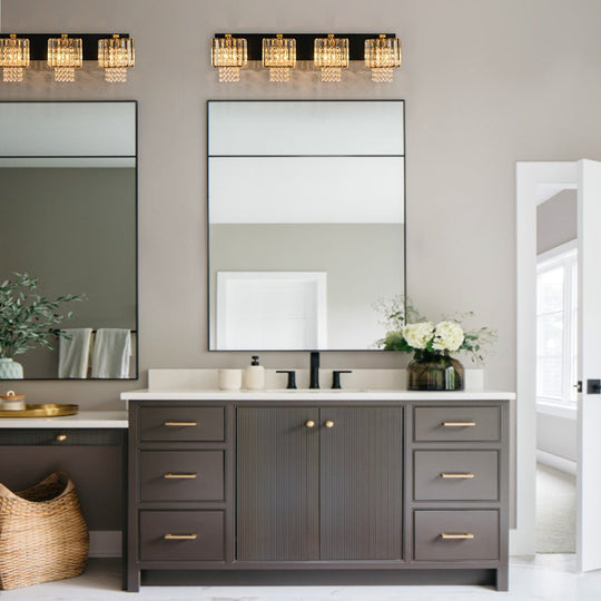 Pendantlightie - Vintage Drop Design Square Crystal Bathroom Wall Light - Wall Light - 5Lt -