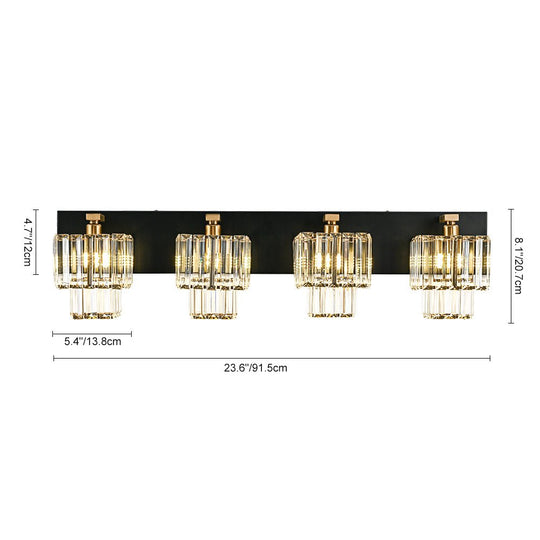 Pendantlightie - Vintage Tiered Square Crystal Bathroom Wall Light - Wall Light - 4Lt -