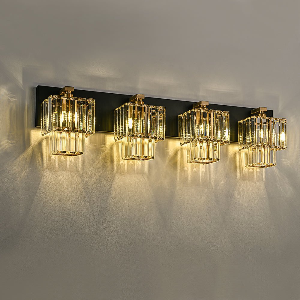 Pendantlightie - Vintage Tiered Square Crystal Bathroom Wall Light - Wall Light - 4Lt -
