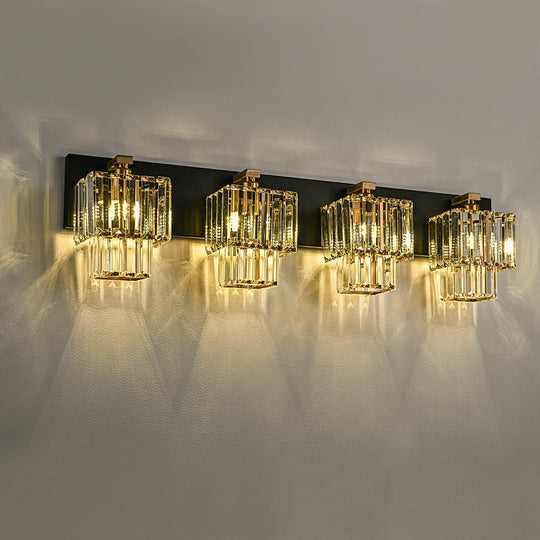 Pendantlightie - Vintage Tiered Square Crystal Bathroom Wall Light - Wall Light - 4Lt -