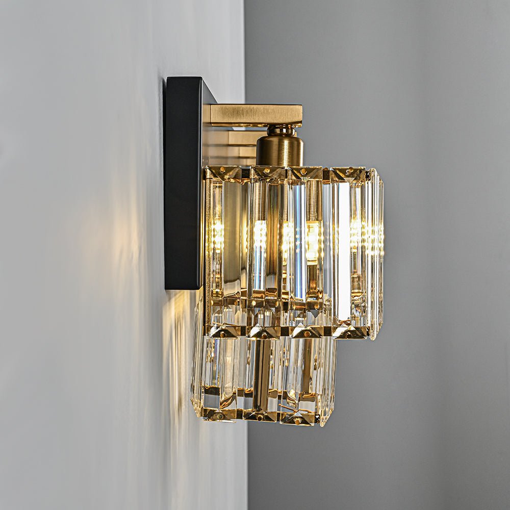 Pendantlightie - Vintage Tiered Square Crystal Bathroom Wall Light - Wall Light - 4Lt -