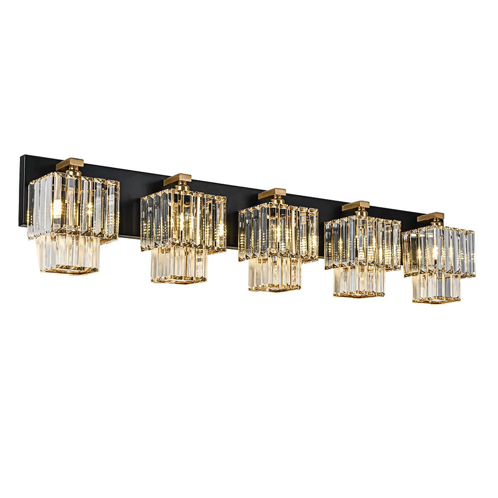 Pendantlightie - Vintage Tiered Square Crystal Bathroom Wall Light - Wall Light - 4Lt -