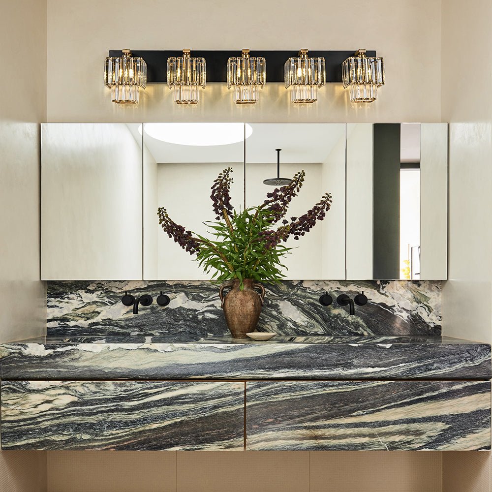 Pendantlightie - Vintage Tiered Square Crystal Bathroom Wall Light - Wall Light - 4Lt -