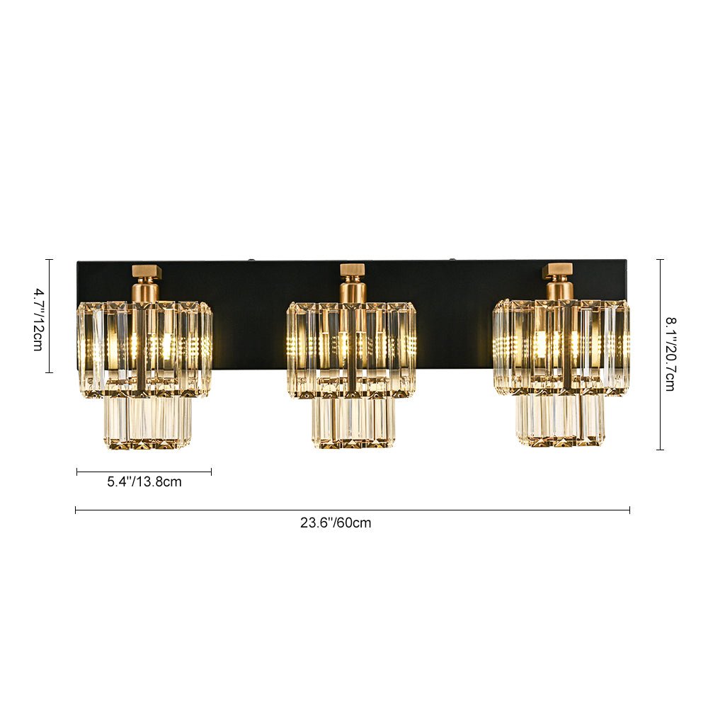 Pendantlightie - Vintage Tiered Square Crystal Bathroom Wall Light - Wall Light - 4Lt -