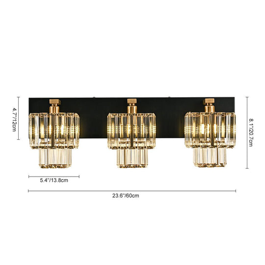 Pendantlightie - Vintage Tiered Square Crystal Bathroom Wall Light - Wall Light - 4Lt -