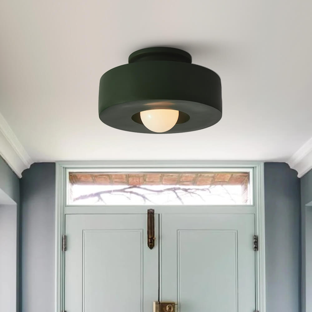 Pendantlightie-Wabi Sabi 1-Light Resin Cylindrical Semi Flush Mount-Semi Flush Mount-Green-