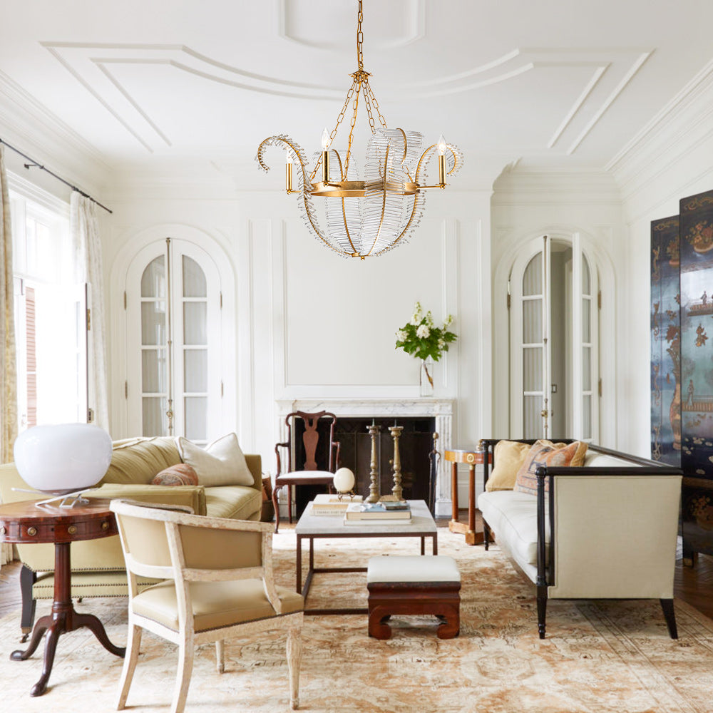 4-Light Luxury Palm Chandelier