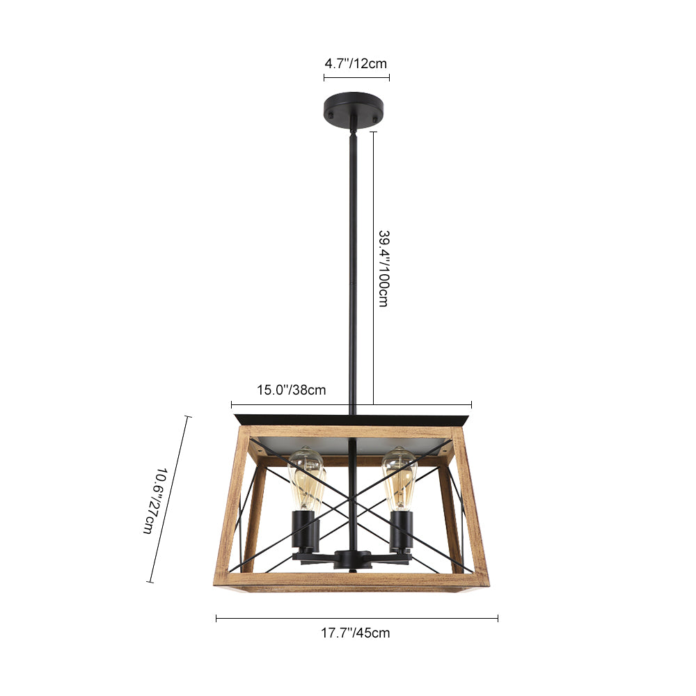 4-Light Square Kitchen Island Rustic Chandeliers