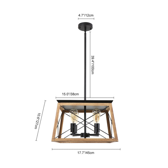 4-Light Square Kitchen Island Rustic Chandeliers