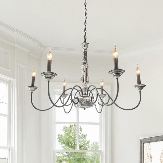 6-Light Distressed Wood Chandelier