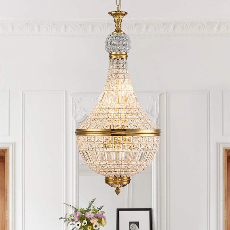 6-Light Faceted Crystal Empire Chandelier