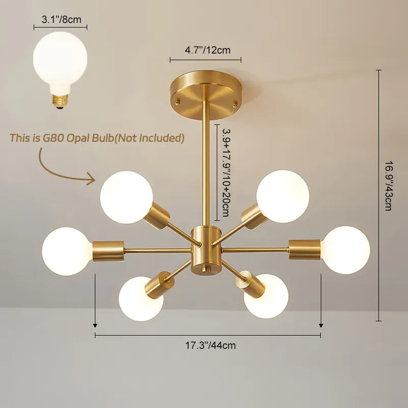 6-Light Sputnik Semi Flush Mount