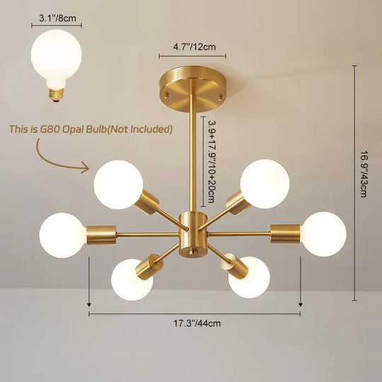 6-Light Sputnik Semi Flush Mount