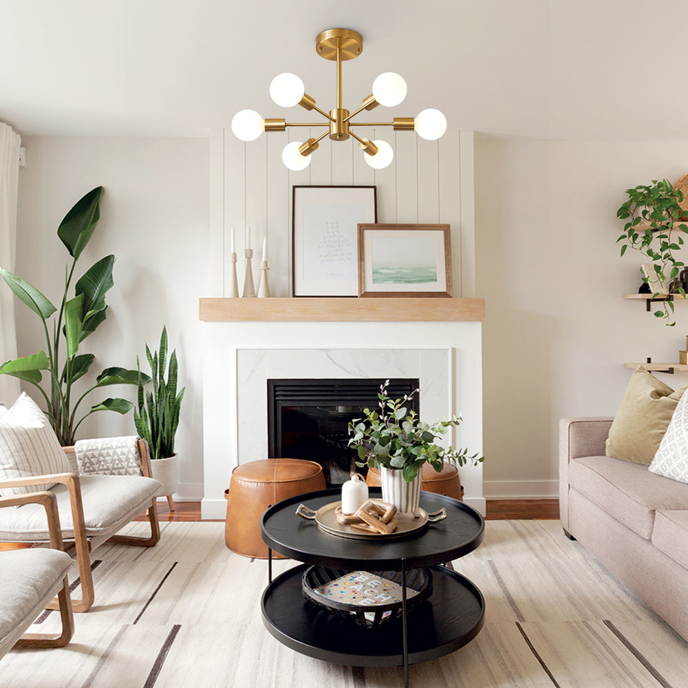 6-Light Sputnik Semi Flush Mount