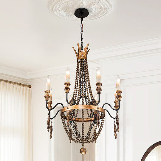 8-Light Candle Style Empire Beaded Chandelier