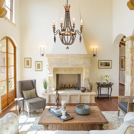 8-Light Candle Style Empire Beaded Chandelier