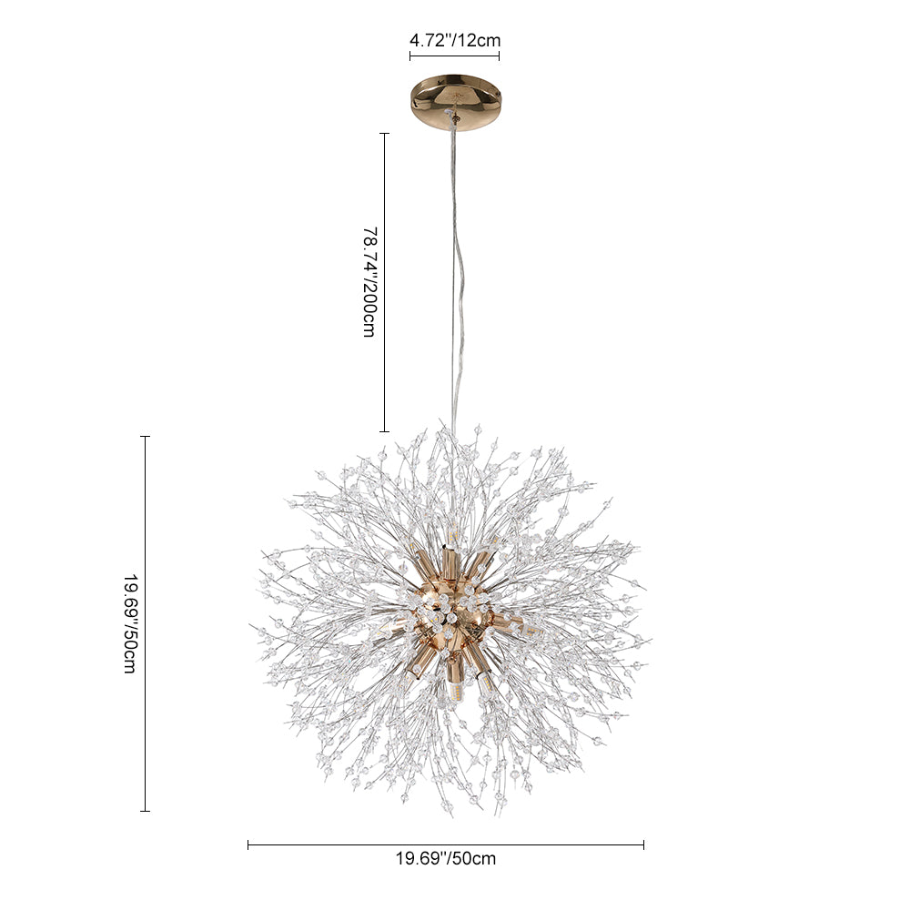 9-Light Firework Crystal Modern Unique Sputnik Light