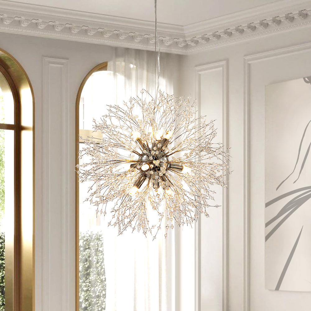 9-Light Firework Crystal Modern Unique Sputnik Light