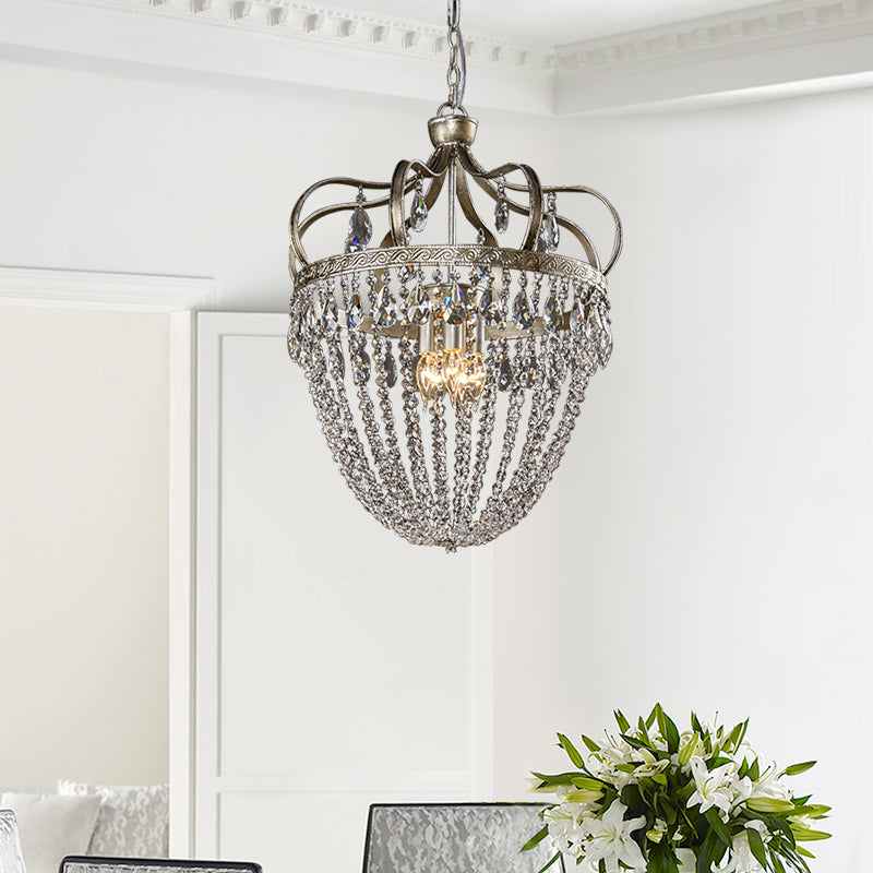 Antiqued 5-Light Glass Crystal Chandelier