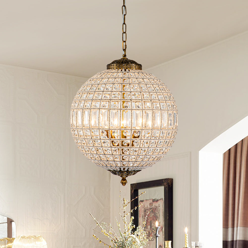 Antiqued Globe Crystal Chandelier