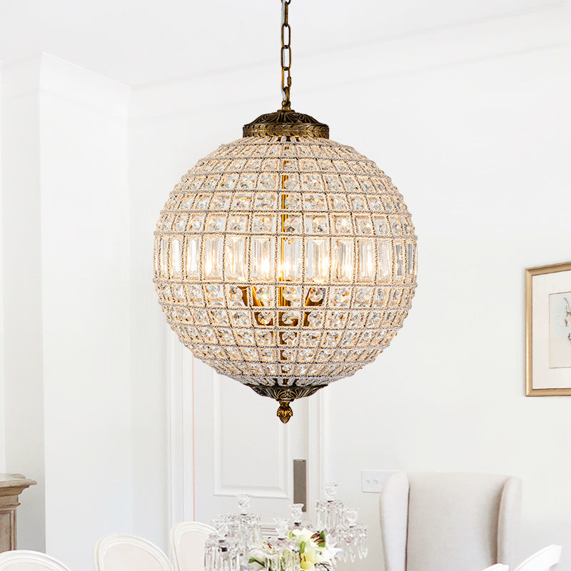 Antiqued Globe Crystal Chandelier