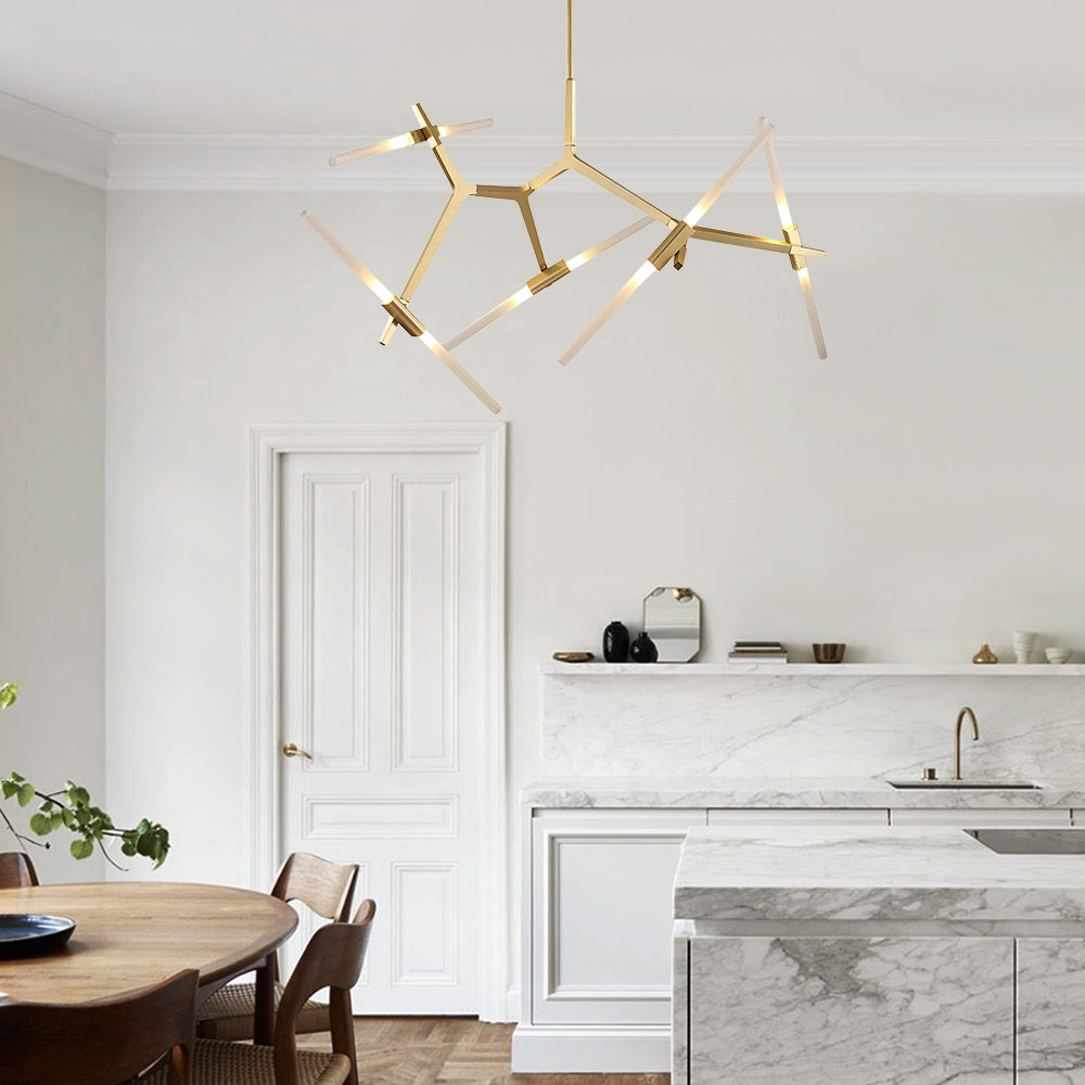 Contemporary Asymmetric Design 10 Lights Branch Chandelier