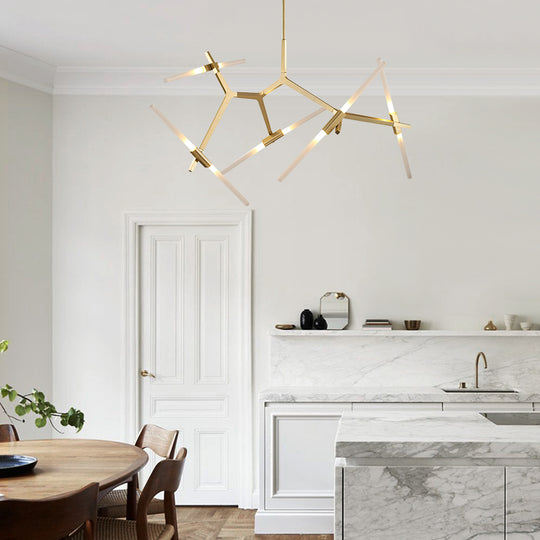 Contemporary Asymmetric Design 10 Lights Branch Chandelier