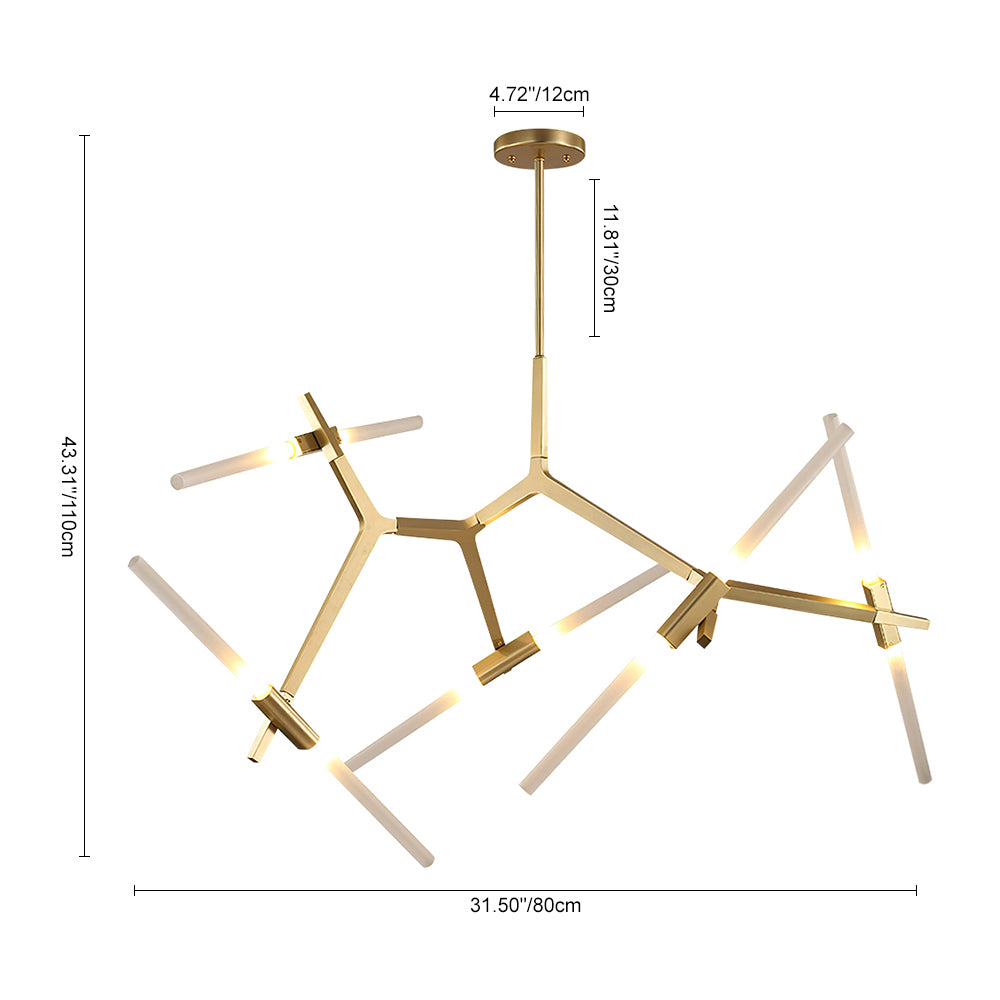 Contemporary Asymmetric Design 10 Lights Branch Chandelier