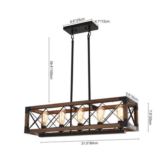 Farmhouse Wood Cage Chandelier