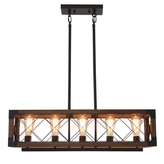 Farmhouse Wood Cage Chandelier
