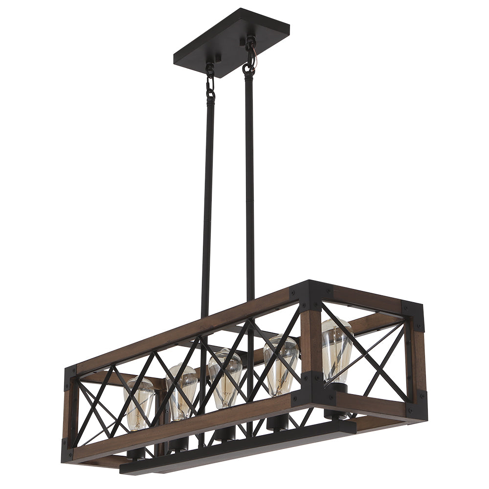Farmhouse Wood Cage Chandelier
