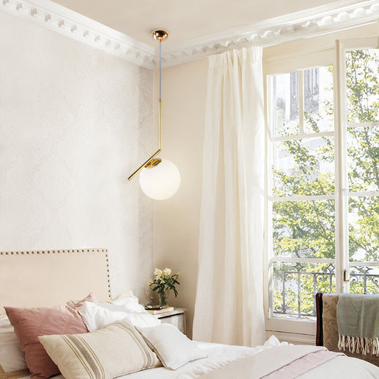 PendantLightia-Minimalist Opal Shade Single Globe Pendant Light-Pendants-Gold-