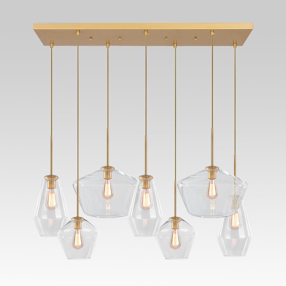 Modern 7-Light Geometric Glass Pendant Lighting