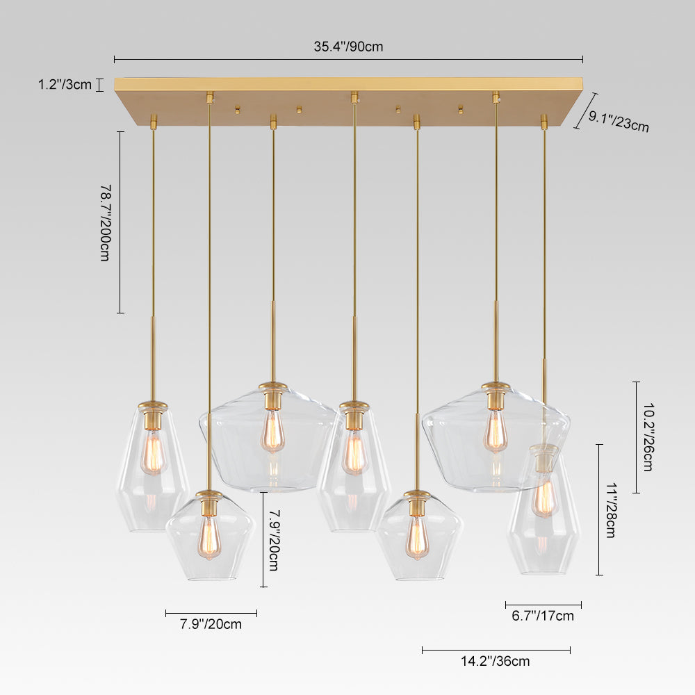 Modern 7-Light Geometric Glass Pendant Lighting