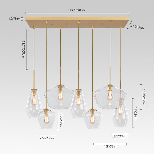 Modern 7-Light Geometric Glass Pendant Lighting