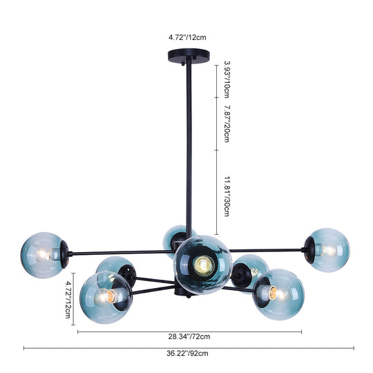 Modern 8-Light Blue Bubble Sputnik Light