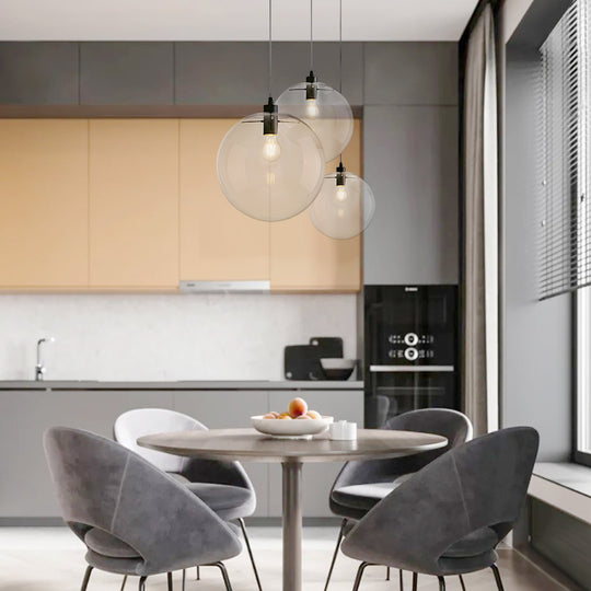 Modern Clear Glass Globe Pendant Light