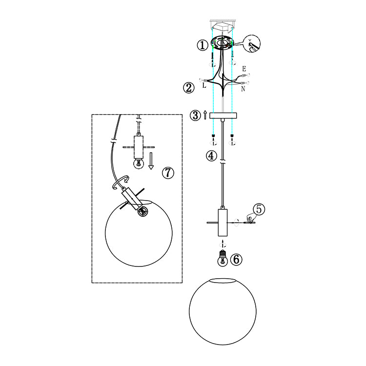 Modern Clear Glass Globe Pendant Light