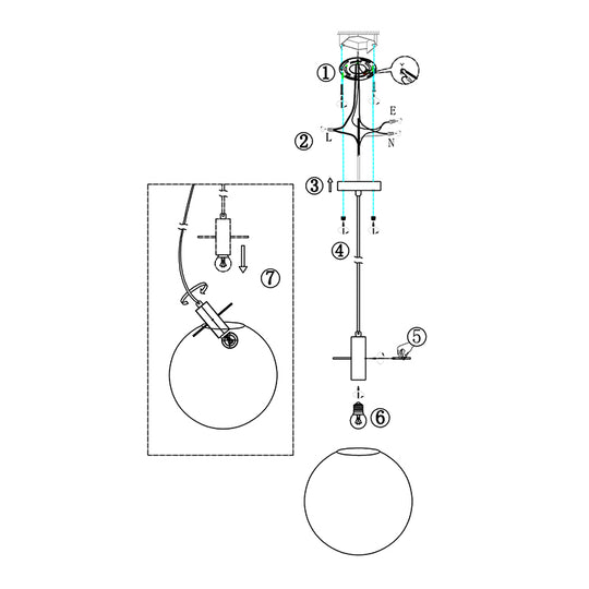 Modern Clear Glass Globe Pendant Light
