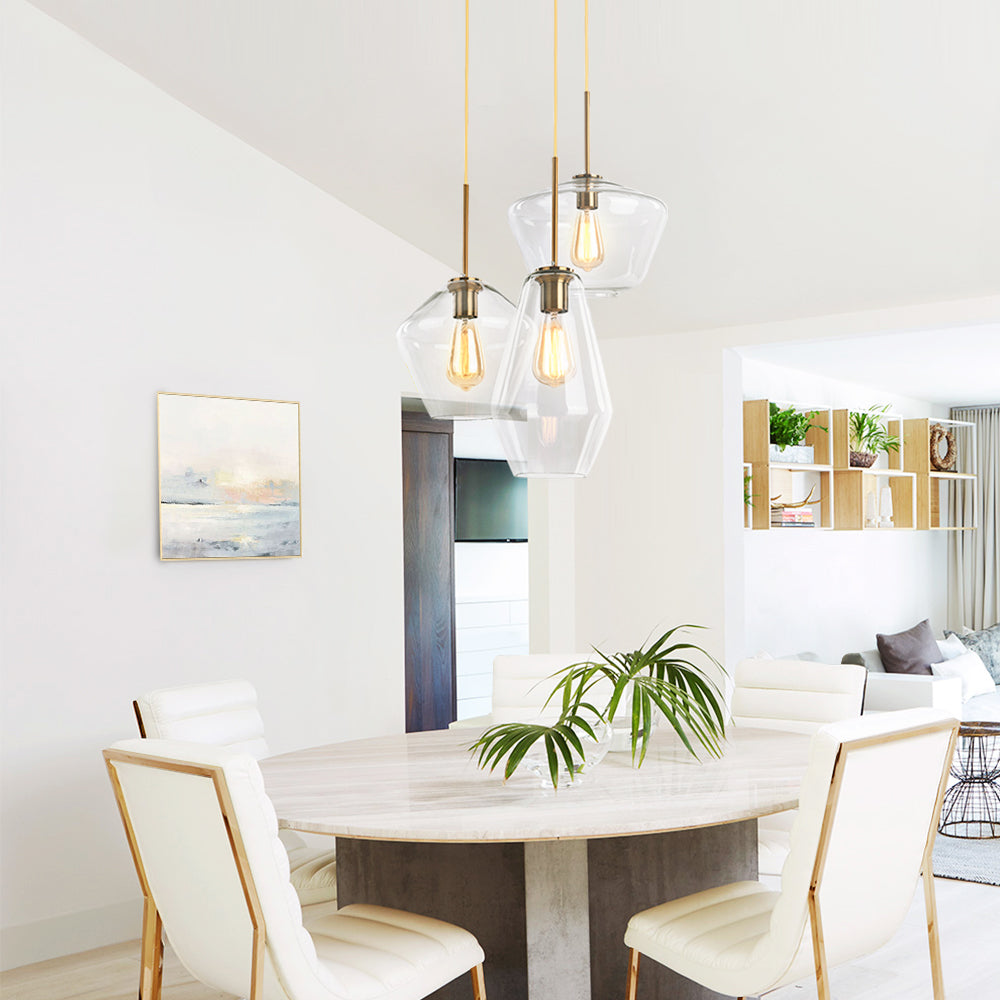 Modern Geometric Clear Glass Shades Hanging Pendant Lights
