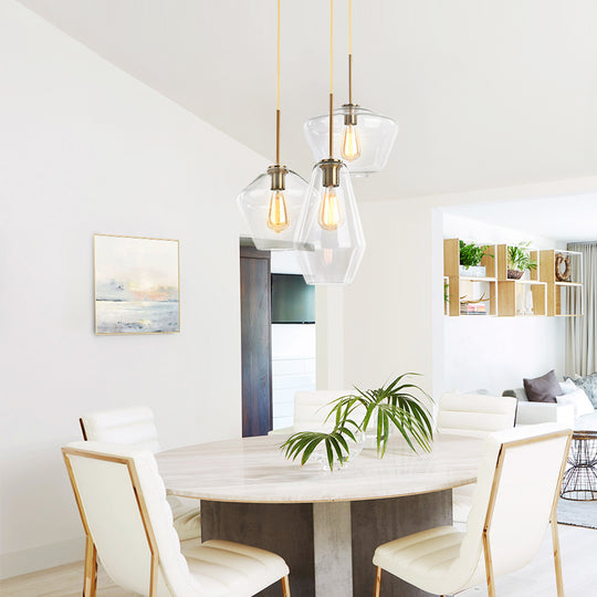 Modern Geometric Clear Glass Shades Hanging Pendant Lights