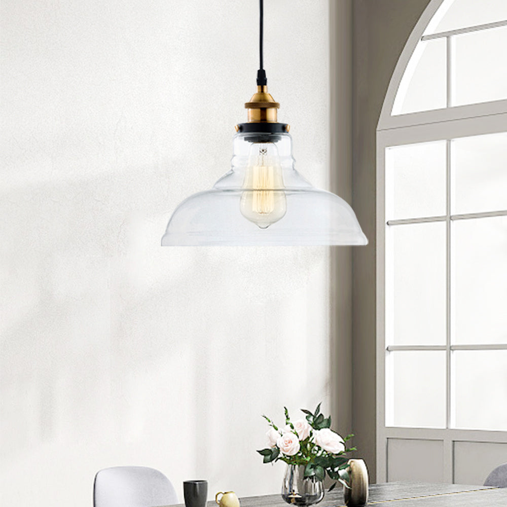 Modern Industrial Clear Glass Single Dome Pendant Light