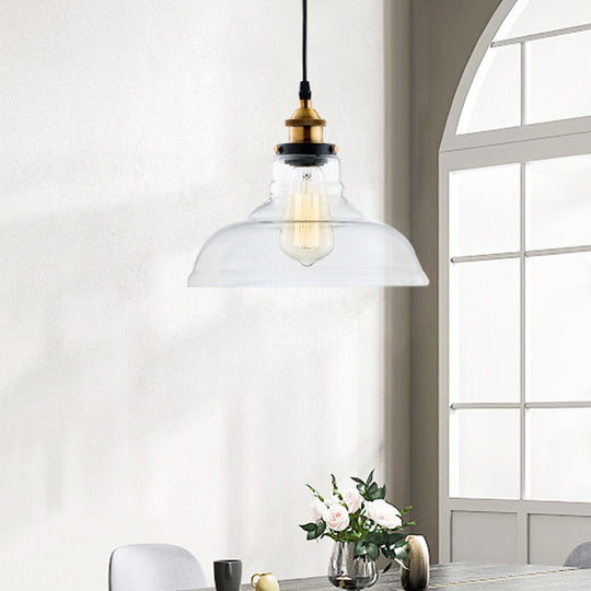 Modern Industrial Clear Glass Single Dome Pendant Light
