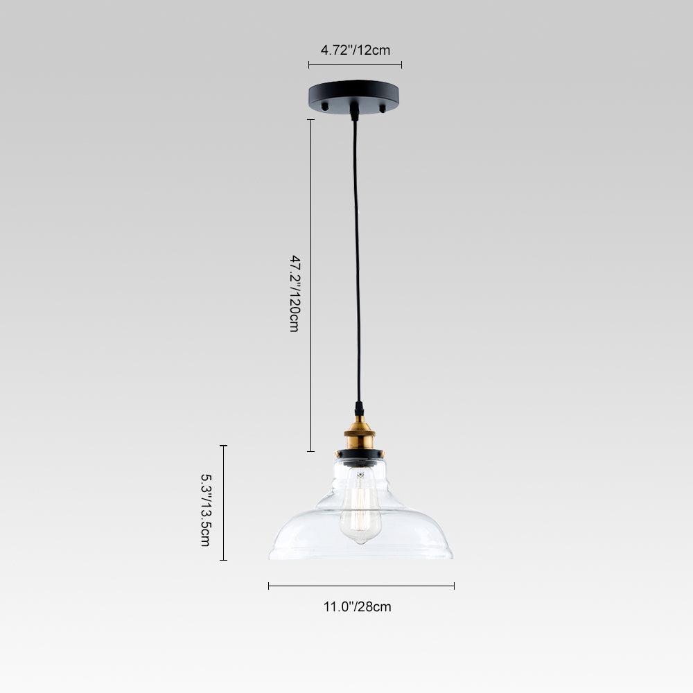 Modern Industrial Clear Glass Single Dome Pendant Light