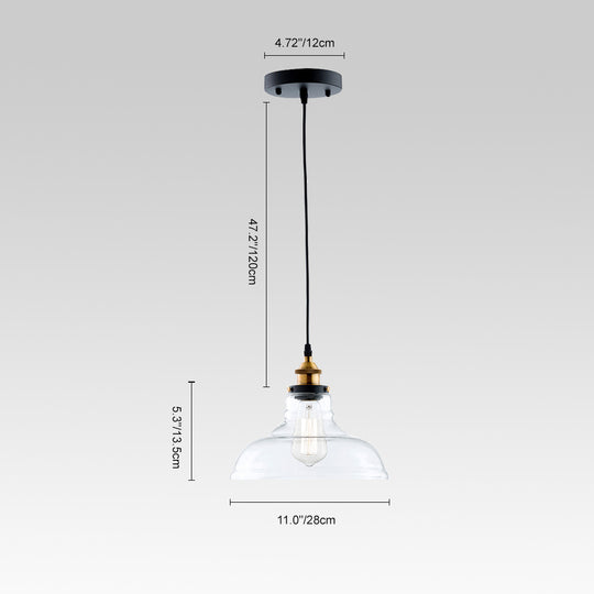 Modern Industrial Clear Glass Single Dome Pendant Light