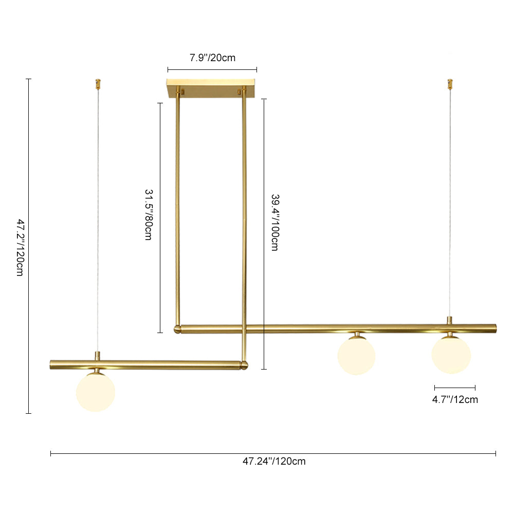 Mid-Century Modern Glass Globe Linear Chandelier