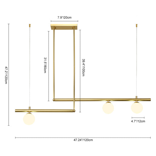Mid-Century Modern Glass Globe Linear Chandelier