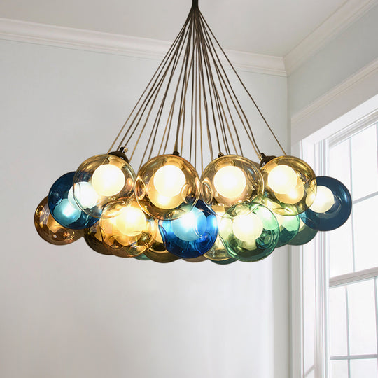 Modern Multi-Color Glass Cluster Pendant Chandelier