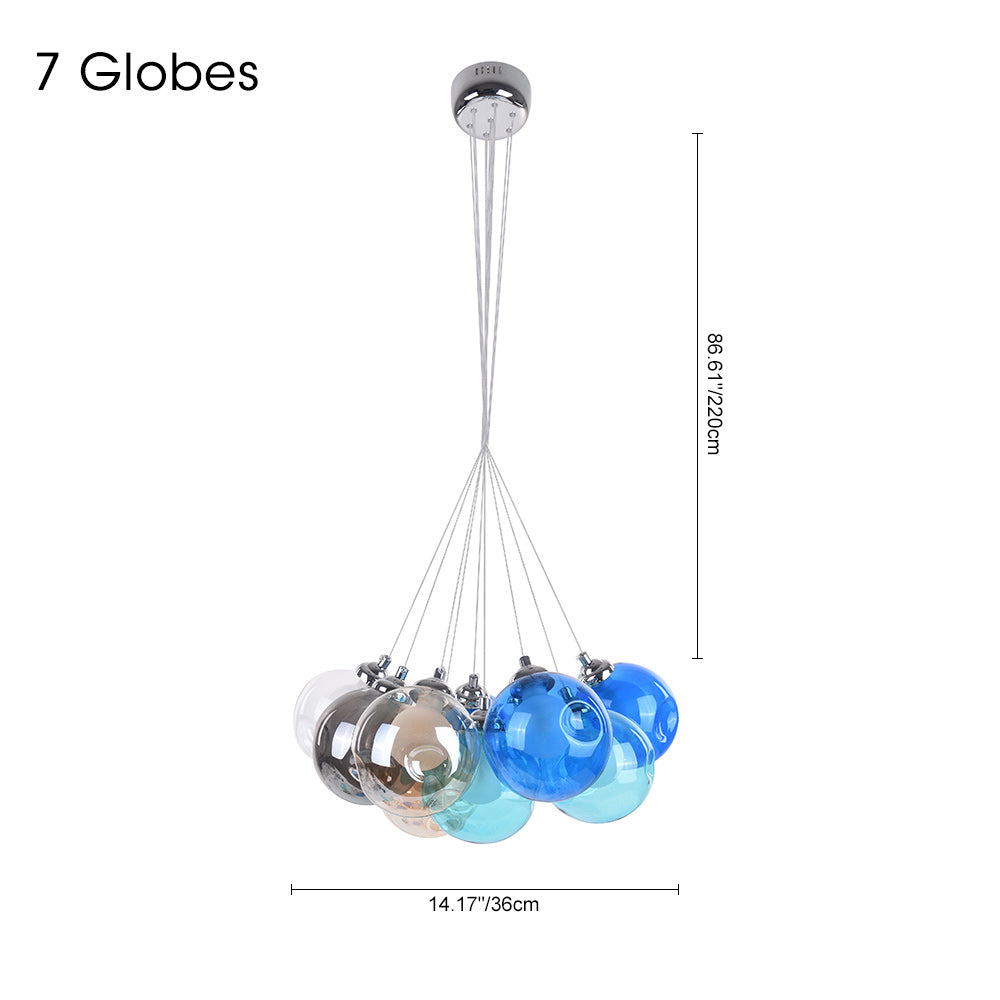 Modern Multi-Color Glass Cluster Pendant Chandelier