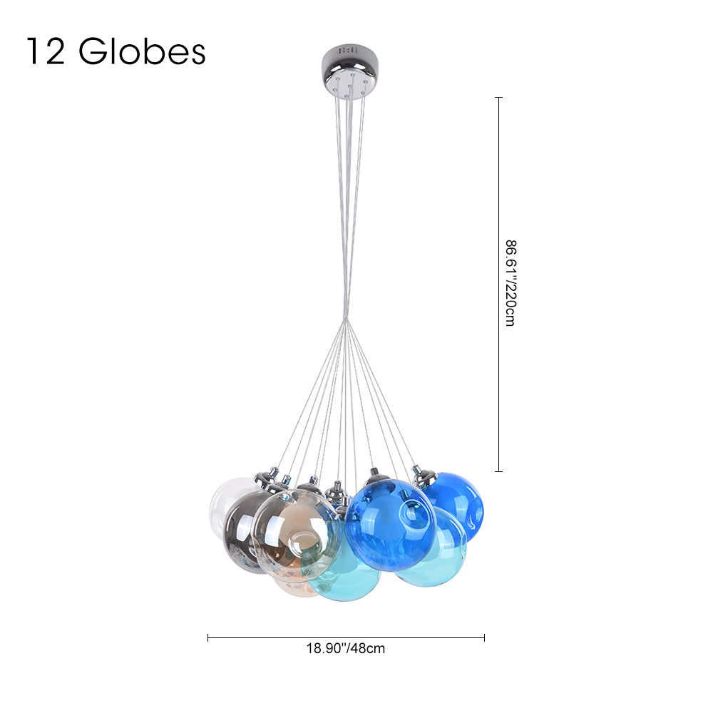 Modern Multi-Color Glass Cluster Pendant Chandelier
